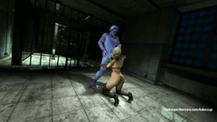 Cartoon Beast is licking pussy of young big titted blonde babe