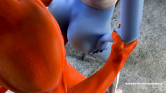 Daredevil fucks blue woman in her nasty ass