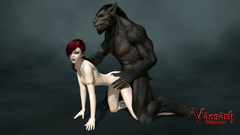 Big muscular werewolf fucks redhead goth girl in doggy style position