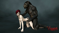 Big muscular werewolf fucks redhead goth girl in doggy style position