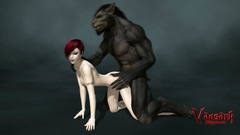 Big muscular werewolf fucks redhead goth girl in doggy style position