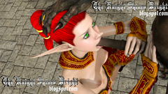 Sweetie Elf babe sucks extra long 3d dick