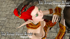 Sweetie Elf babe sucks extra long 3d dick