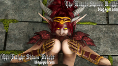 Busty night Elf redhead girl get fucking between her tits