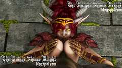 Busty night Elf redhead girl get fucking between her tits
