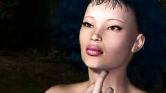 Cute busty brunette in fantasy monster land