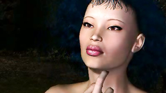 Cute busty brunette in fantasy monster land