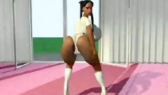 Hot big bosomed girl preparing to strip performance