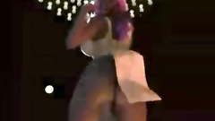 Hot big bosomed girl preparing to strip performance