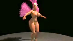 Hot big bosomed girl preparing to strip performance