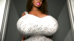 Chocolate girl with pink lips in a posh dress