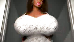 Chocolate girl with pink lips in a posh dress