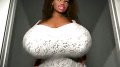 Chocolate girl with pink lips in a posh dress