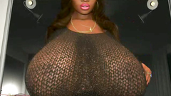 Busty 3d ebony babe in sexy night dress