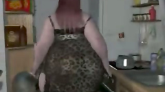 Redhead BBW woman in glasses swallows huge dick