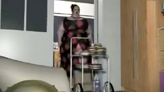 Redhead BBW woman in glasses swallows huge dick