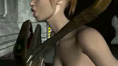 Dinosaurs 3D-reptiles fucked charming blonde in pussy and ass