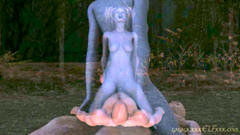 Blue Shaman-Girl with big booty gets fucked in her dirty mouth