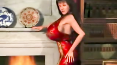 Real 3d babe tries to swallow a huge cock