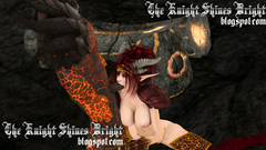 Horned red hair elf sucks cock of fire golem