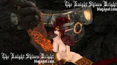 Horned red hair elf sucks cock of fire golem