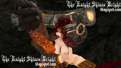 Horned red hair elf sucks cock of fire golem