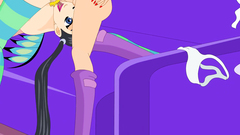 Two fairies futanari fucks young ebony teen in cunt and anal hole