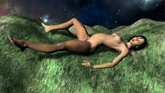 Skinny brunette 3d woman with perky boobs