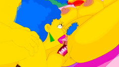 Selma and Patty Bouvier in threesome anal with Homer Simpson