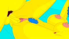 Selma and Patty Bouvier in threesome anal with Homer Simpson