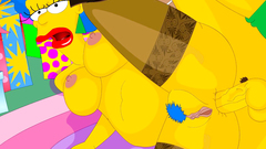 Selma and Patty Bouvier in threesome anal with Homer Simpson