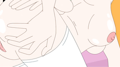 Kinky toon teen girls in white stockings fucks with one man