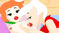 Two sweet charming lesbian babes works with one dick