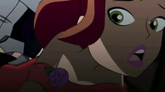 Teen Titans and their Cyborg are banging hot redhead in sex cartoon
