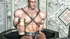 Muscular 3d male fucks mouth of a cute girl in hardcore way