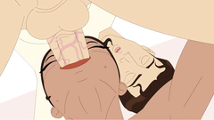 Tanned cartoon girl with a perfectly shaved pussy is pounded in her holes