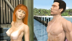 Cute beach porn in 3d style with hot couple getting horny