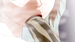 Tattooed redhead hentai girl swallows big cock of Tiger-monster