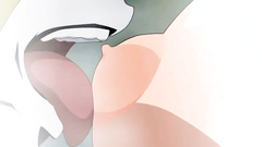 Tattooed redhead hentai girl swallows big cock of Tiger-monster