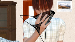 Hot brunette girl in fishnet stockings jumps on her boyfriend's penis