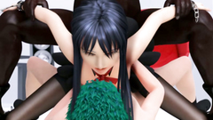 3D Girl guitarist vs three brutal guys | Interracial Gangbang - Double Penetration