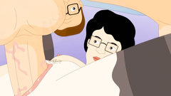 Horny brunette in stockings makes perfect deepthroat blowjob