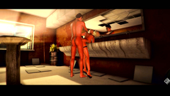 Naughty babe in sexy black stockings in real hardcore 3d