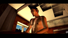 Naughty babe in sexy black stockings in real hardcore 3d