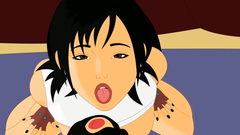 Threesome and double fucking of one lucky cartoon guy