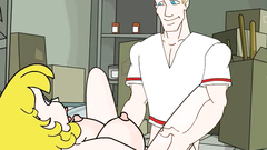 Cute cartoon girl with big melons in the dirty Ernie's show