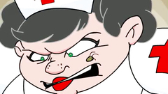 Cute cartoon girl with big melons in the dirty Ernie's show