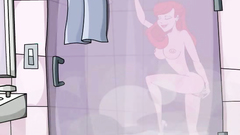 The dirty Ernie fucks a busty redhead with a pack on her head