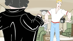 The dirty Ernie fucks a busty redhead with a pack on her head