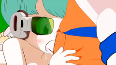Two Dragon ball guys pump one hot blue haired cutie
